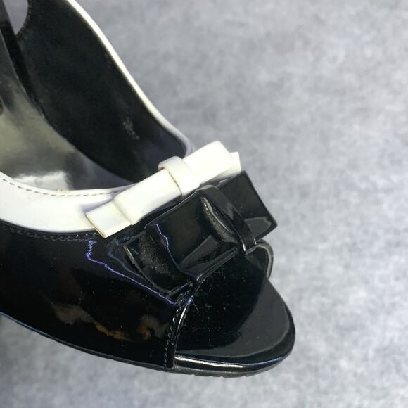 Unisa Womens Black And White Peep Toe Heels With Bows, 4” Heel, Size 7.5 - Picture 5 of 9